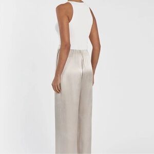 DISSH Grey/Cream Wide-Leg Satin Pants